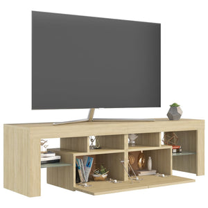 Tv-bänk med LED-belysning sonoma-ek 140x36,5x40 cm