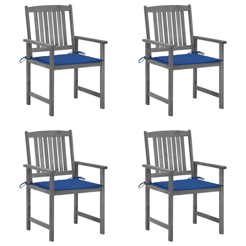Trädgårdsstolar med dynor 4 st grå massivt akaciaträ