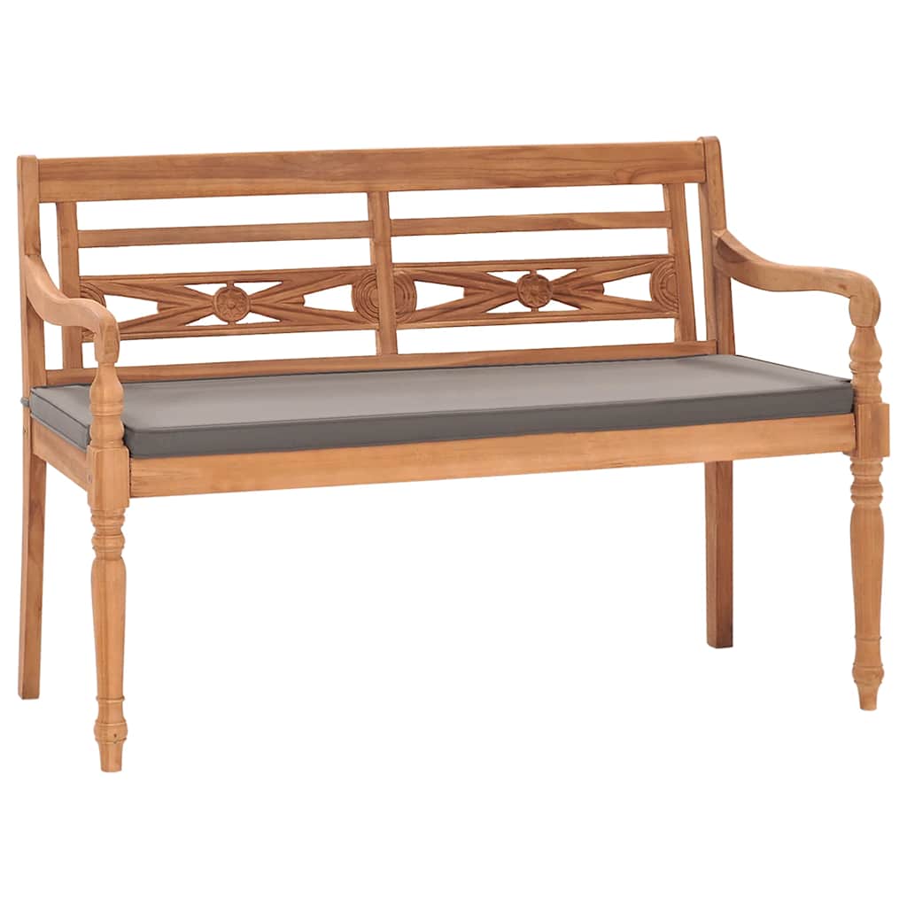 Bataviabänk med mörkgrå dyna 120 cm massiv teak