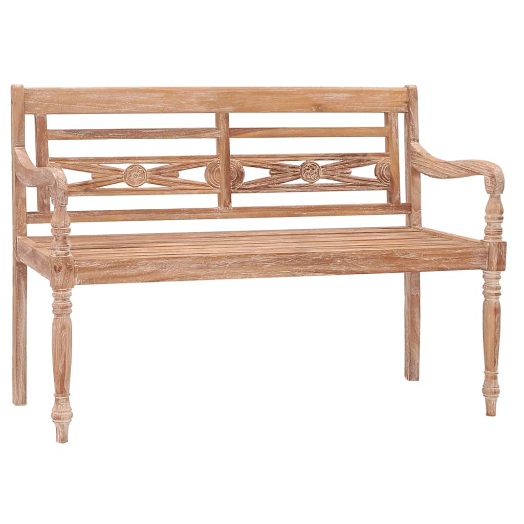 Bataviabänk 120 cm vitkalkad finish massiv teak