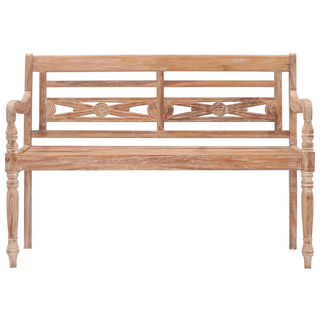 Bataviabänk 120 cm vitkalkad finish massiv teak