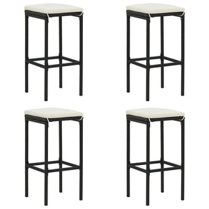 Bargrupp för trädgården med dynor 5 delar svart