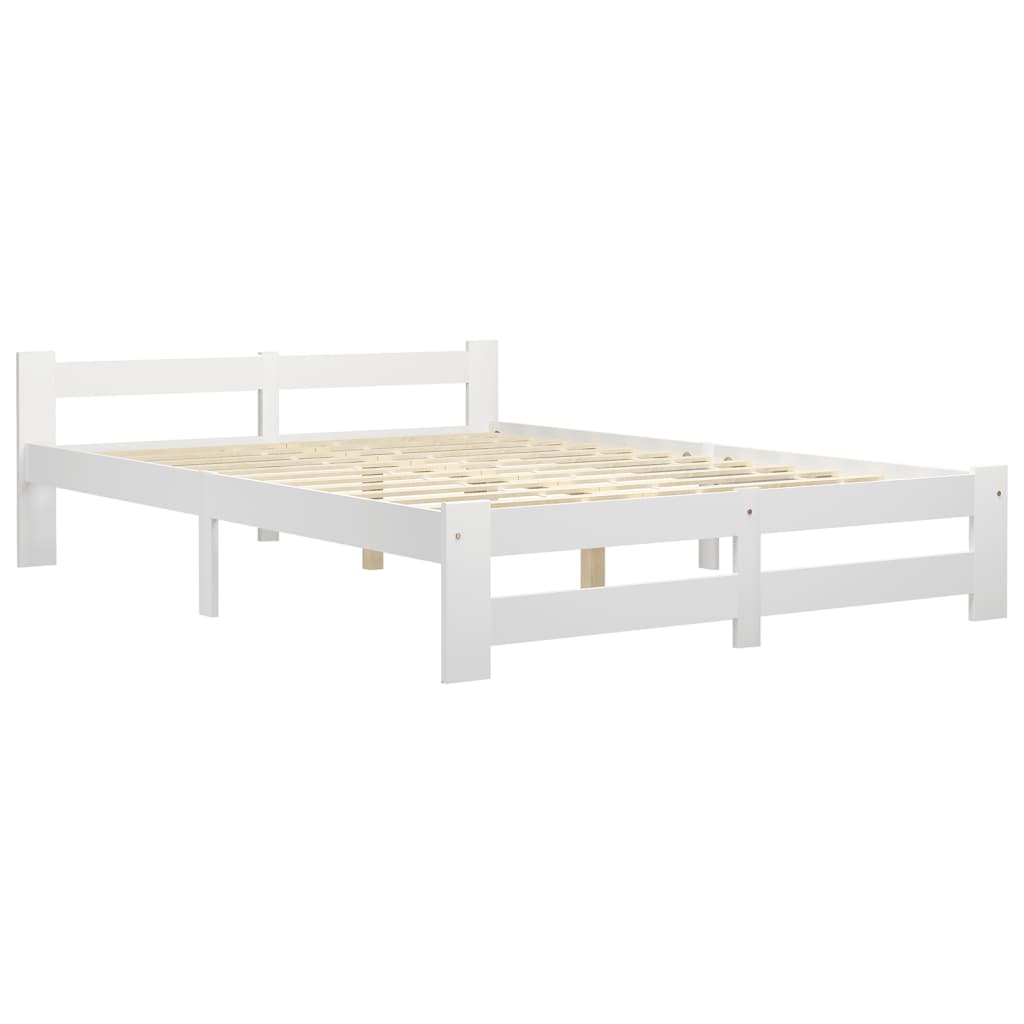 Sängram utan madrass vit massiv furu 140x200 cm