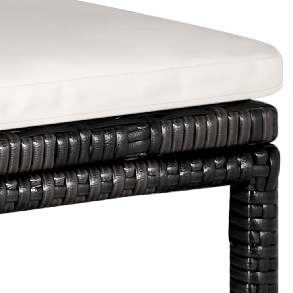 Bargrupp för trädgården med dynor 5 delar konstrotting svart