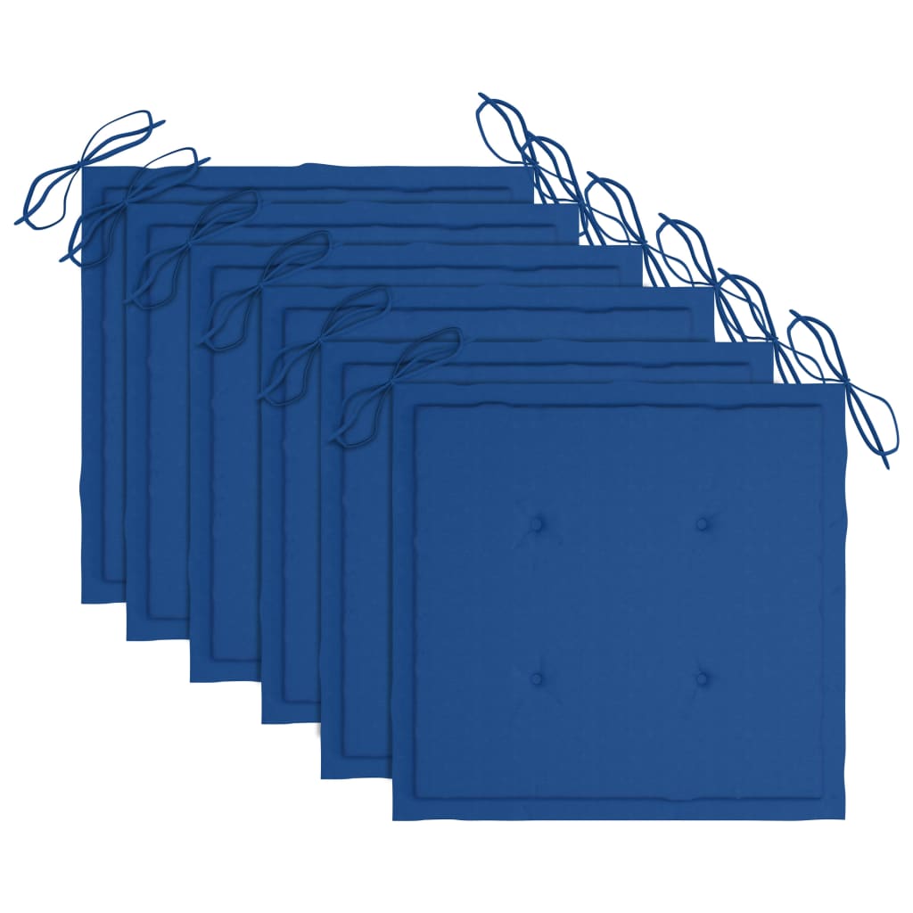 Hopfällbara trädgårdsstolar med dynor 6 st massivt akaciaträ