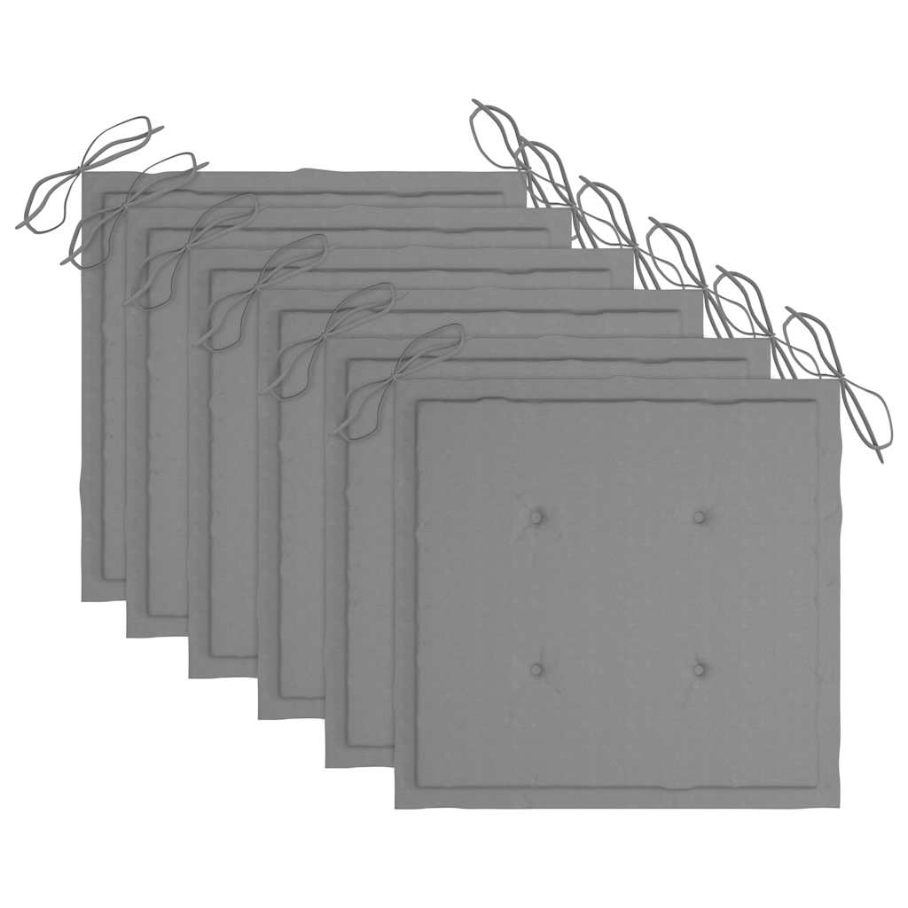 Hopfällbara trädgårdsstolar med dynor 6 st massivt akaciaträ