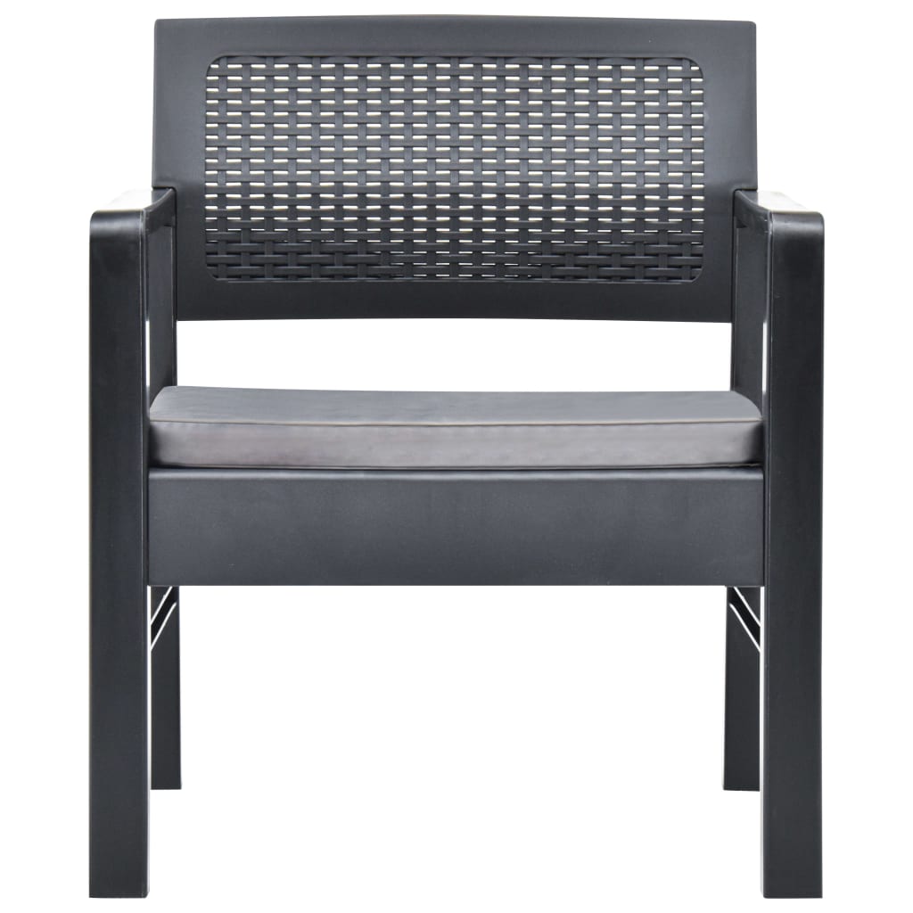 Loungegrupp för trädgården 3 delar med dynor plast grå