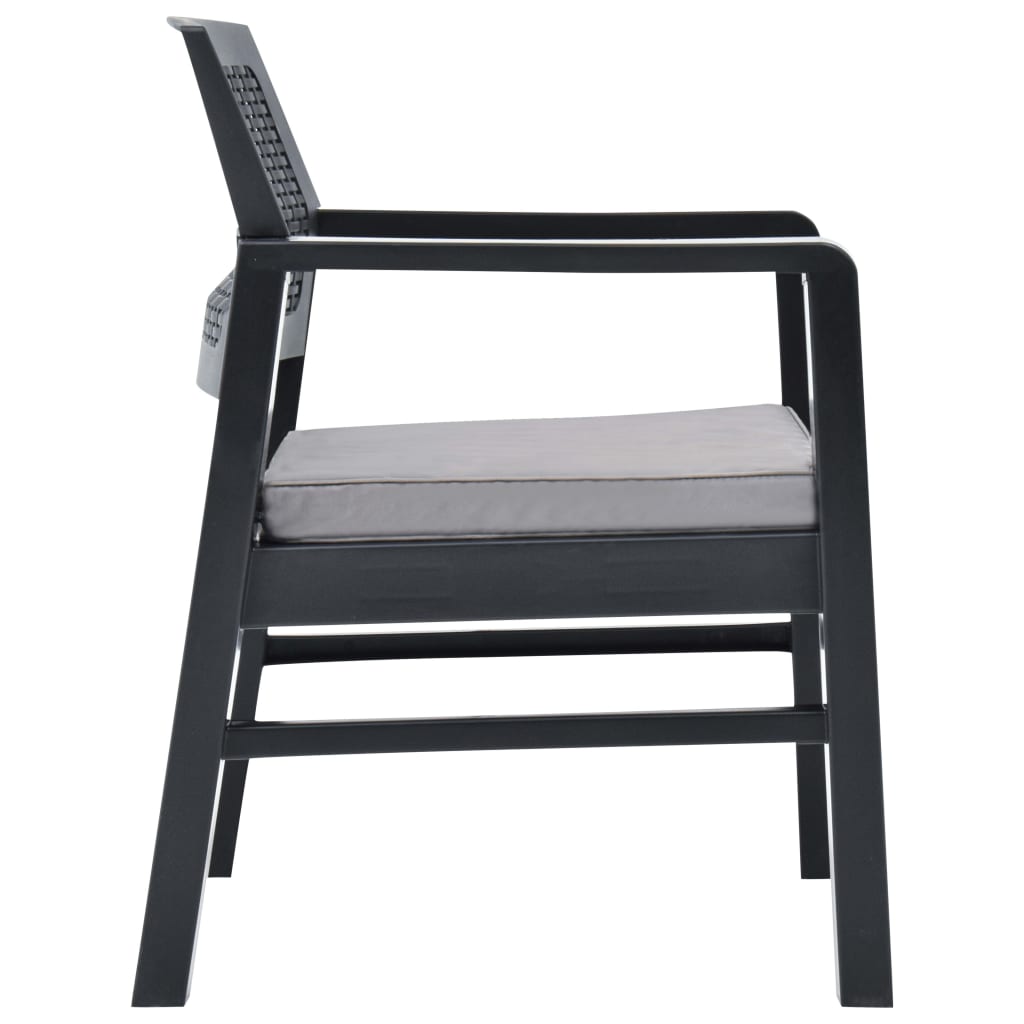 Loungegrupp för trädgården 3 delar med dynor plast grå