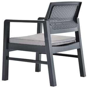 Loungegrupp för trädgården 3 delar med dynor plast grå