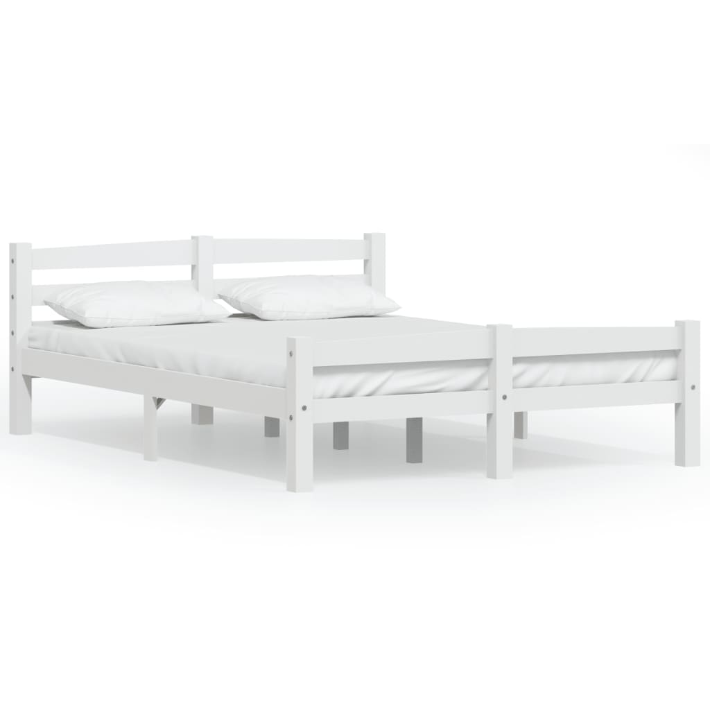 Sängram utan madrass vit massiv furu 120x200 cm