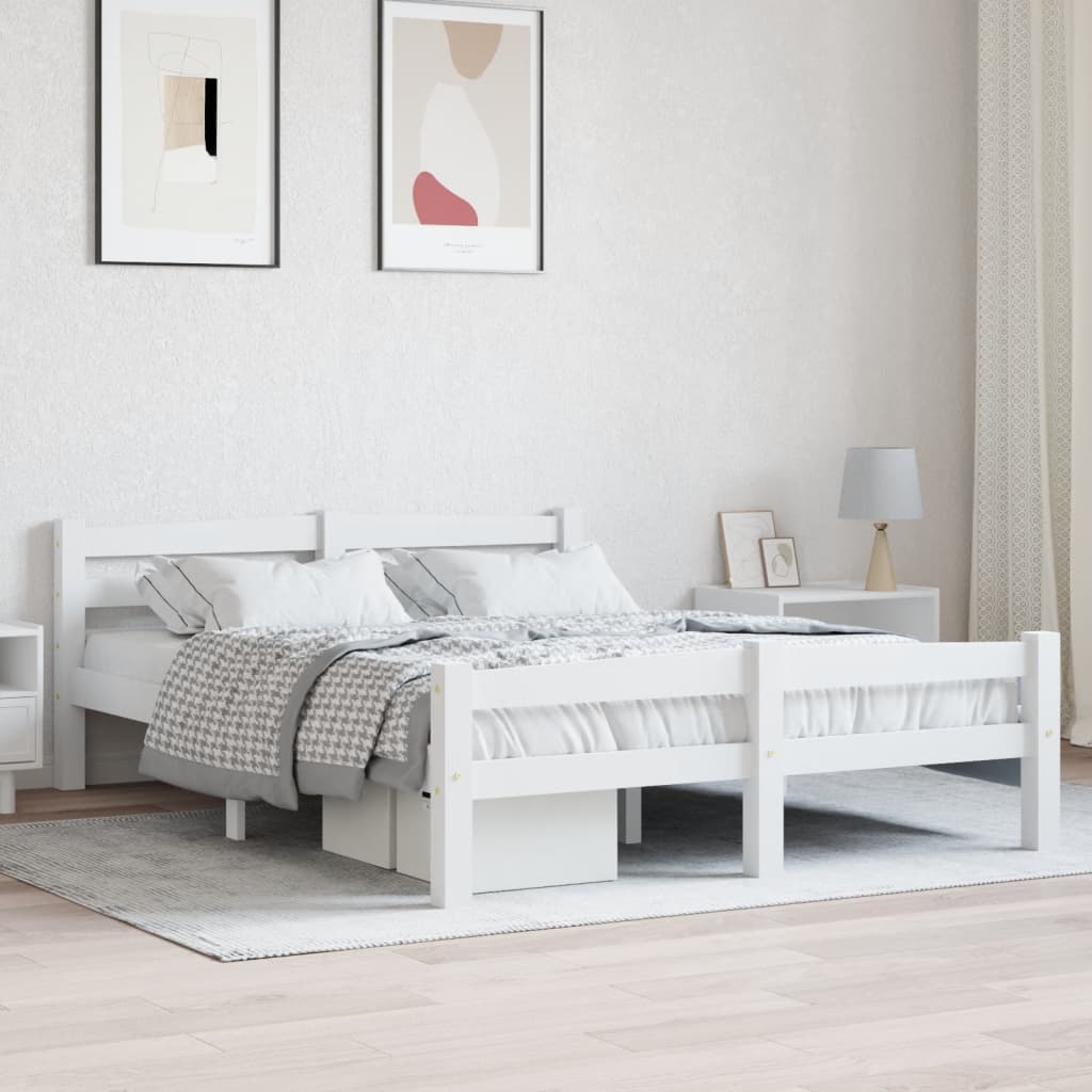 Sängram utan madrass vit massiv furu 120x200 cm