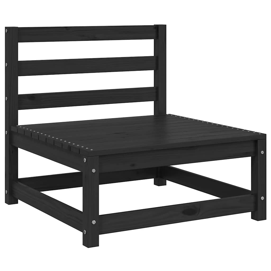 Mittensektion till pallsoffa 3 st svart massiv furu