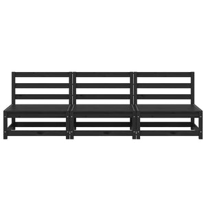 Mittensektion till pallsoffa 3 st svart massiv furu