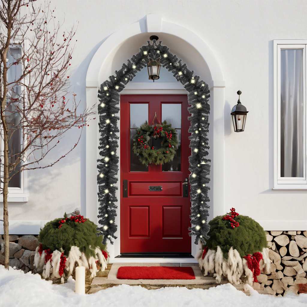 Julgirlang med LED-lampor 10 m svart