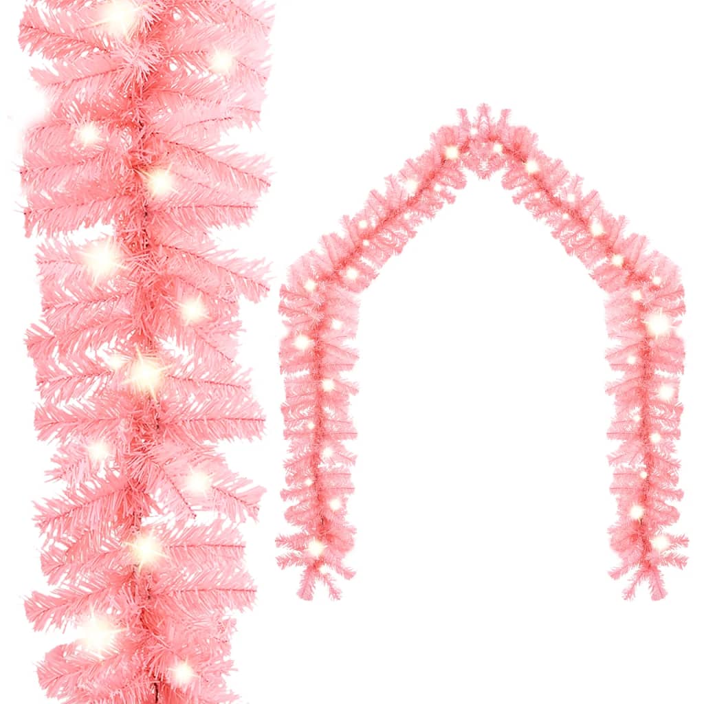 Julgirlang med LED-lampor 5 m rosa