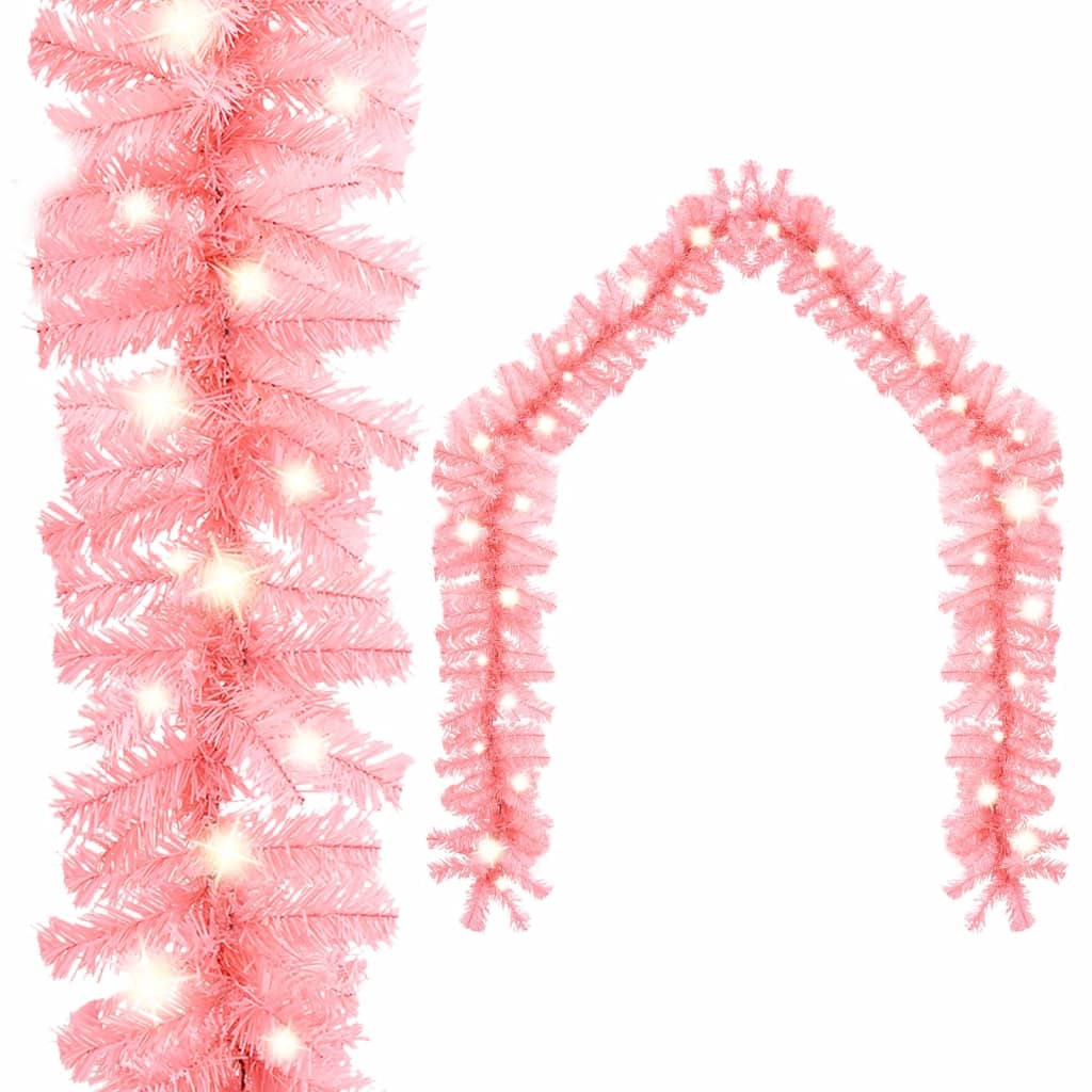 Julgirlang med LED-lampor 20 m rosa