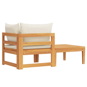 Loungegrupp för trädgård gräddvita dynor 2 delar akacia