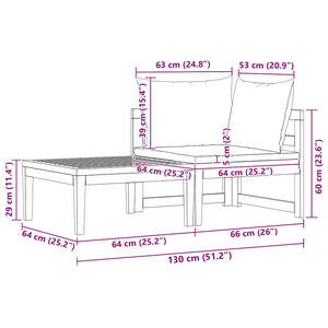 Loungegrupp för trädgård gräddvita dynor 2 delar akacia