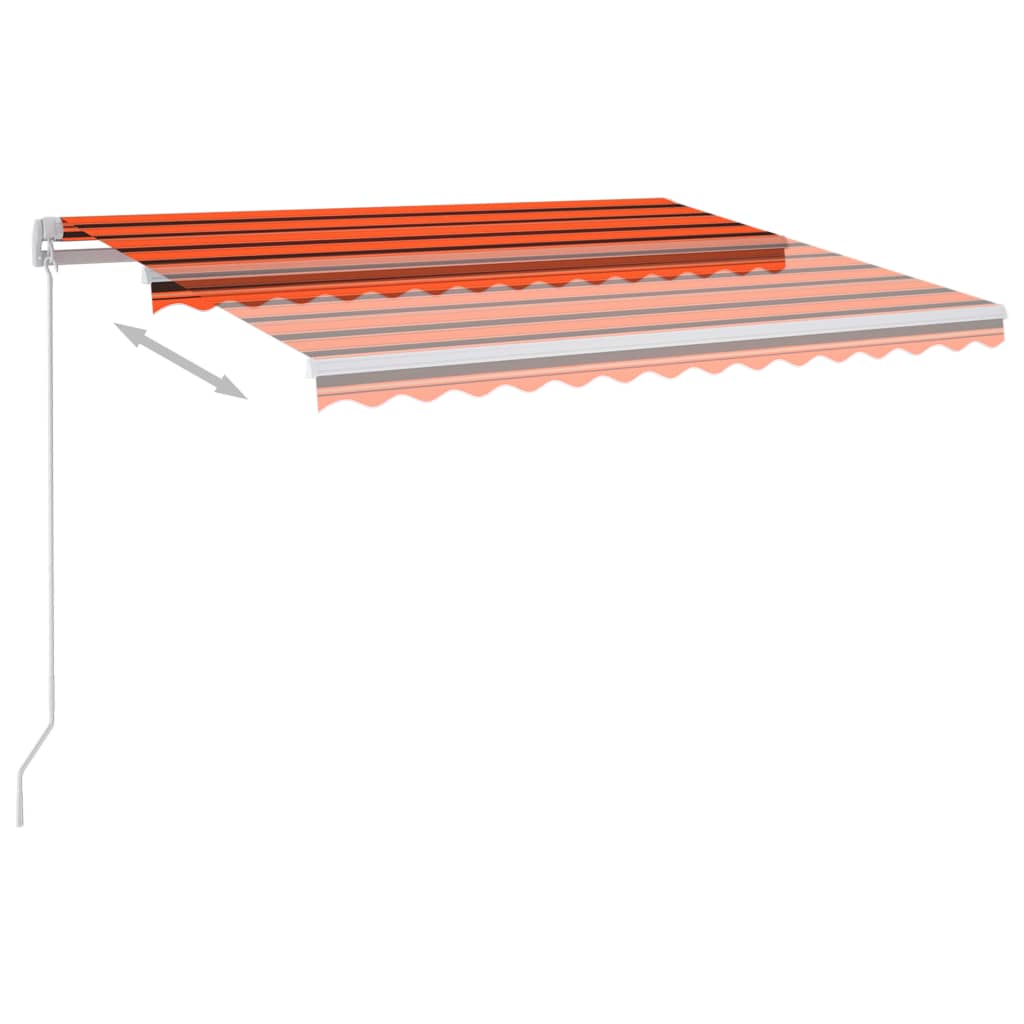 Markis manuellt infällbar med LED 300x250 cm orange och brun