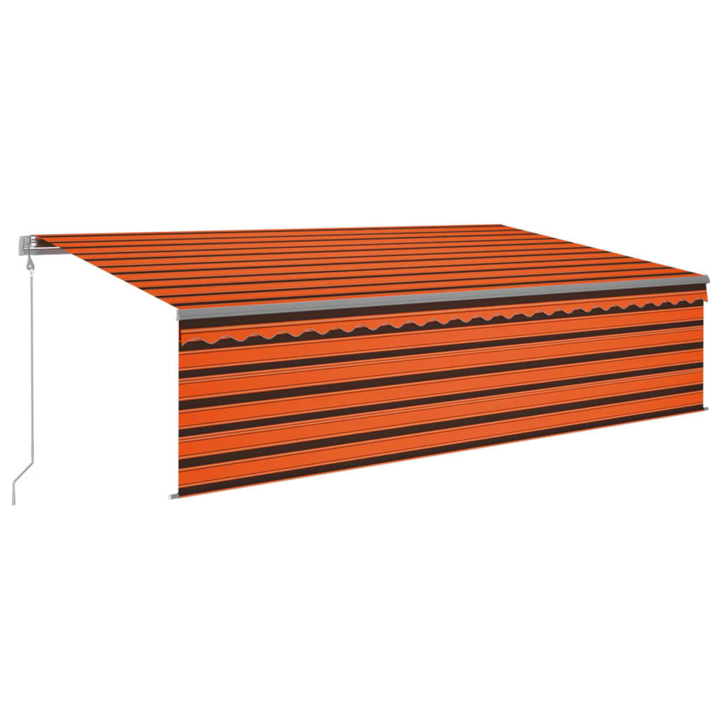 Automatisk markis vindsensor rullgardin LED 5x3 m orange/brun