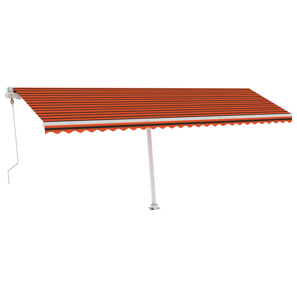 Automatisk markis med vindsensor & LED 600x350 cm orange/brun