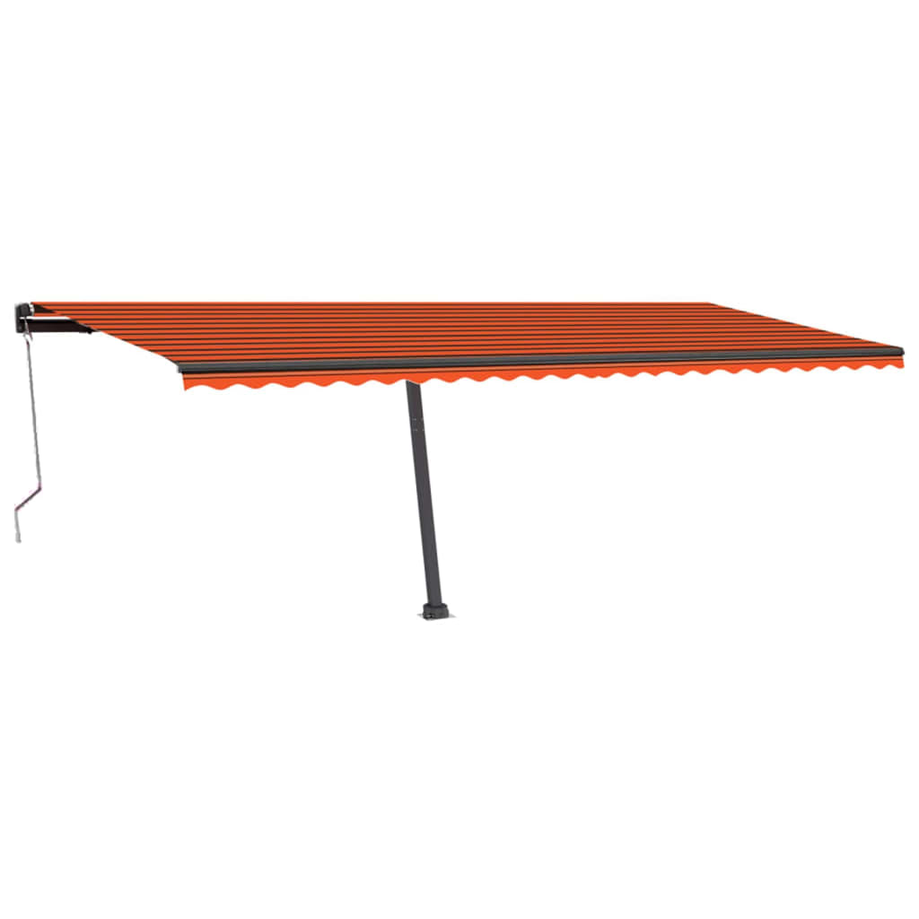 Automatisk markis med vindsensor & LED 600x300 cm orange/brun