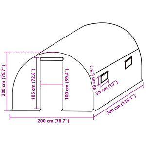 Växthusöverdrag (6 m²) 200x300x200 cm grön