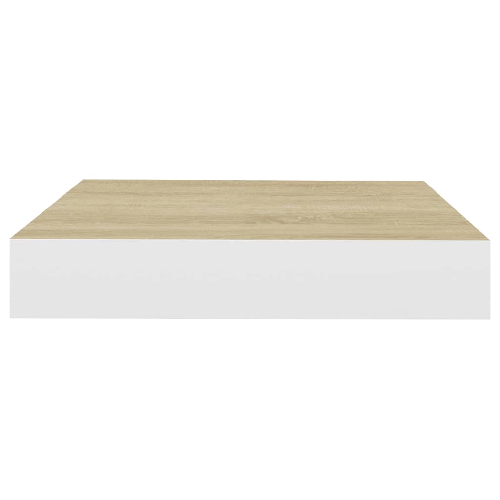 Svävande vägghyllor 2 st ek och vit 23x23,5x3,8 cm MDF