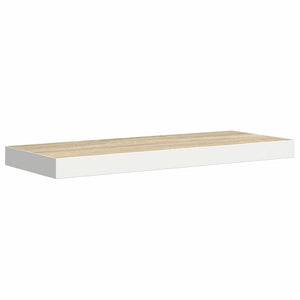 Svävande vägghyllor 2 st ek och vit 60x23,5x3,8 cm MDF