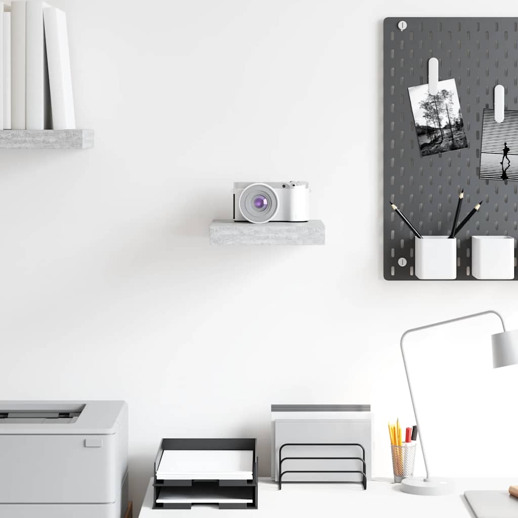 Svävande vägghylla betonggrå 23x23,5x3,8 cm MDF