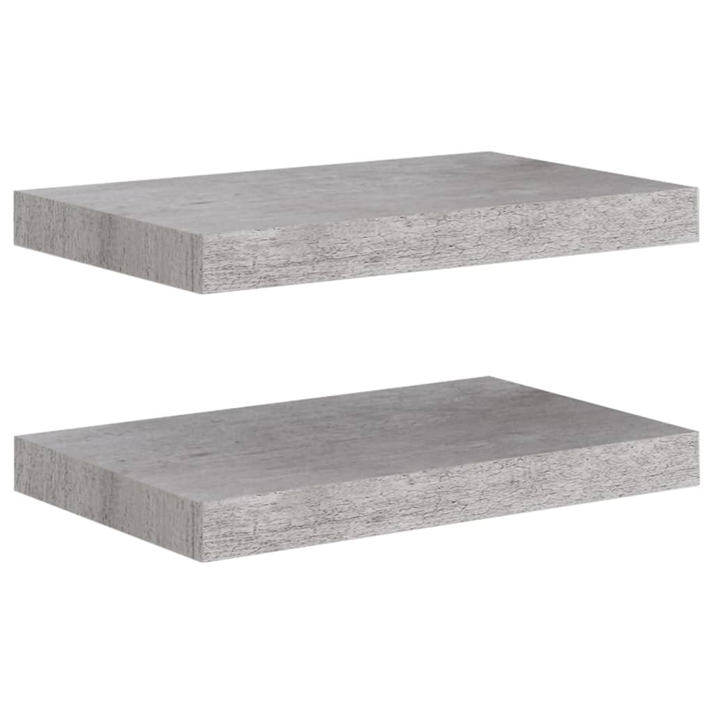 Svävande vägghyllor 2 st betonggrå 40x23x3,8 cm MDF-Vägghyllor & fönsterbrädor-vidaXL-njoyroom