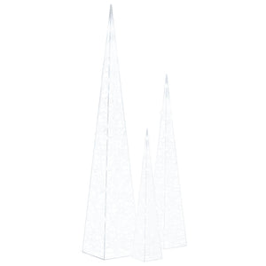 Ljuskoner LED set akryl kall vit 60/90/120 cm