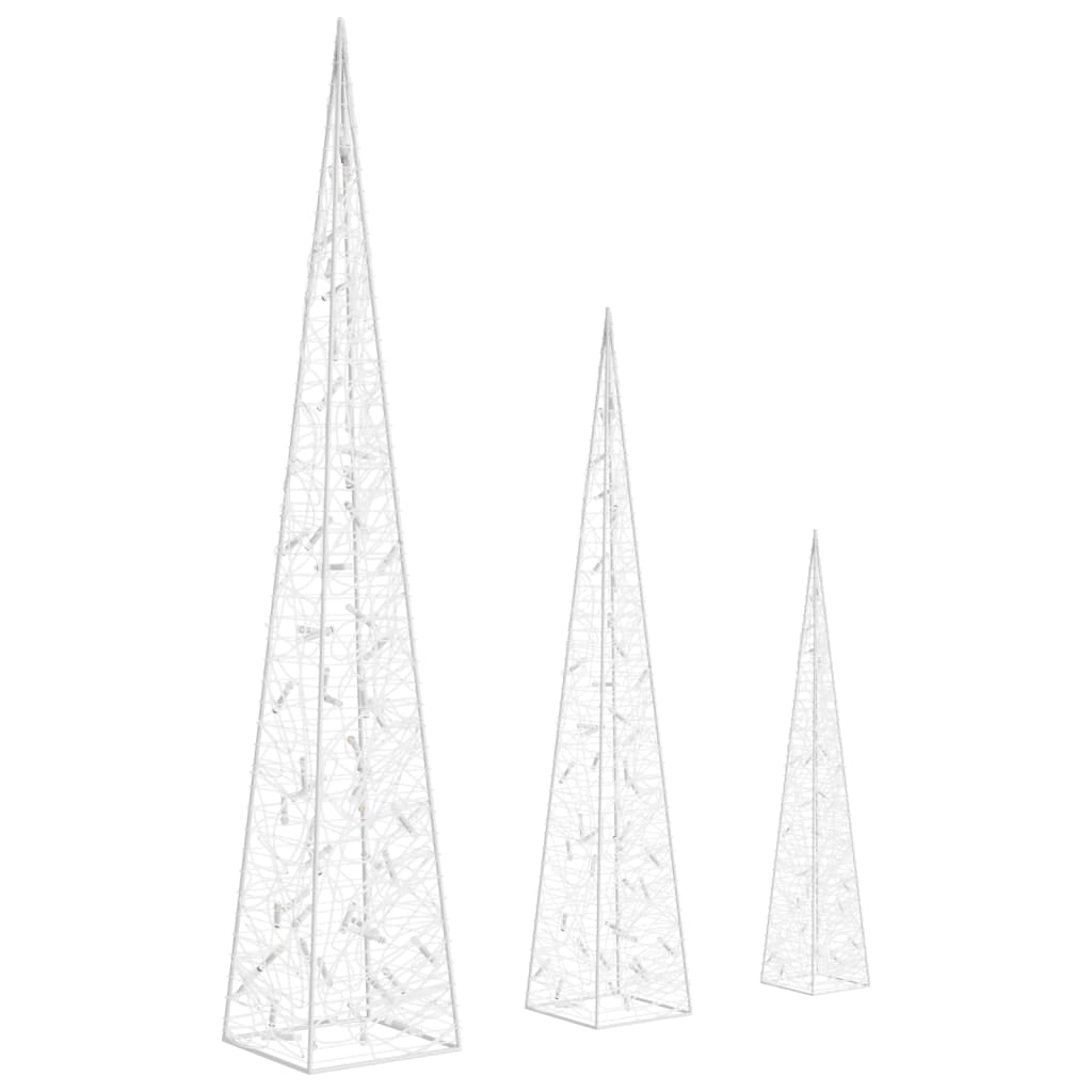 Ljuskoner LED set akryl kall vit 60/90/120 cm