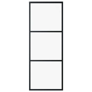 Skjutdörr 3-paneler ESG-glas och aluminium 76x205 cm svart