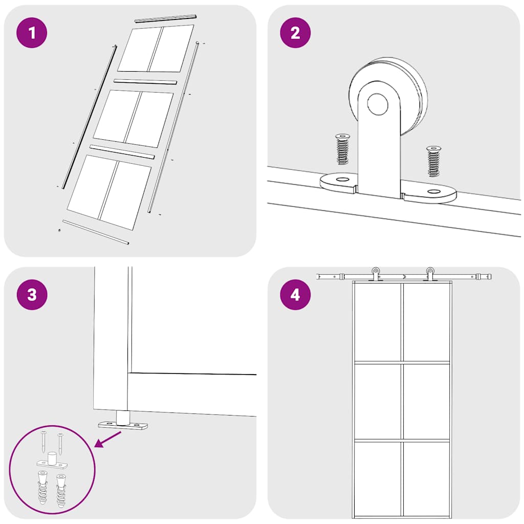 Skjutdörr ESG-glas och aluminium 90x205 cm svart