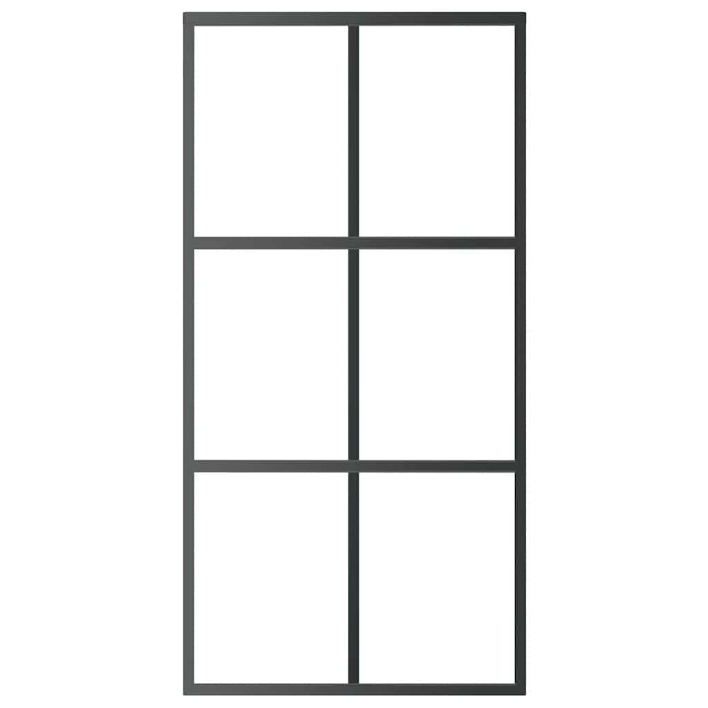 Skjutdörr ESG-glas och aluminium 102x205 cm svart