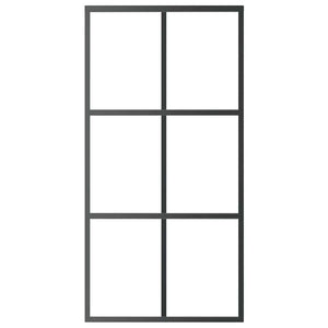 Skjutdörr ESG-glas och aluminium 102x205 cm svart