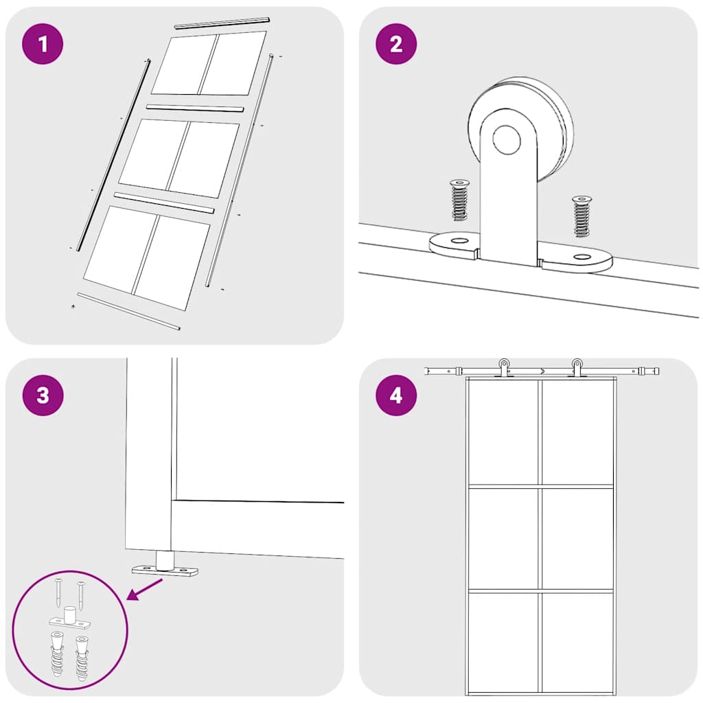 Skjutdörr ESG-glas och aluminium 102x205 cm svart