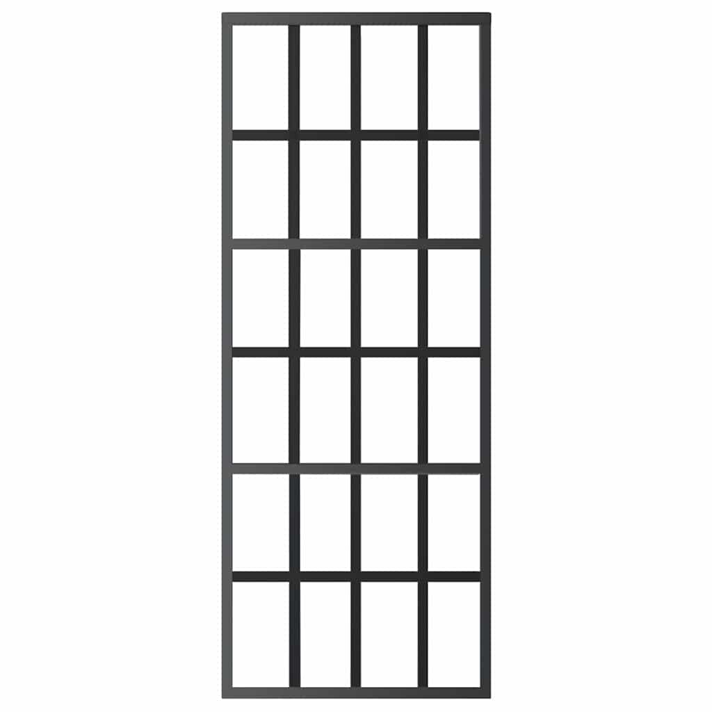 Skjutdörr ESG-glas och aluminium 76x205 cm svart