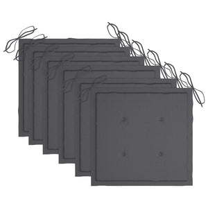 Stapelbara trädgårdsstolar med dynor 6 st massiv teak