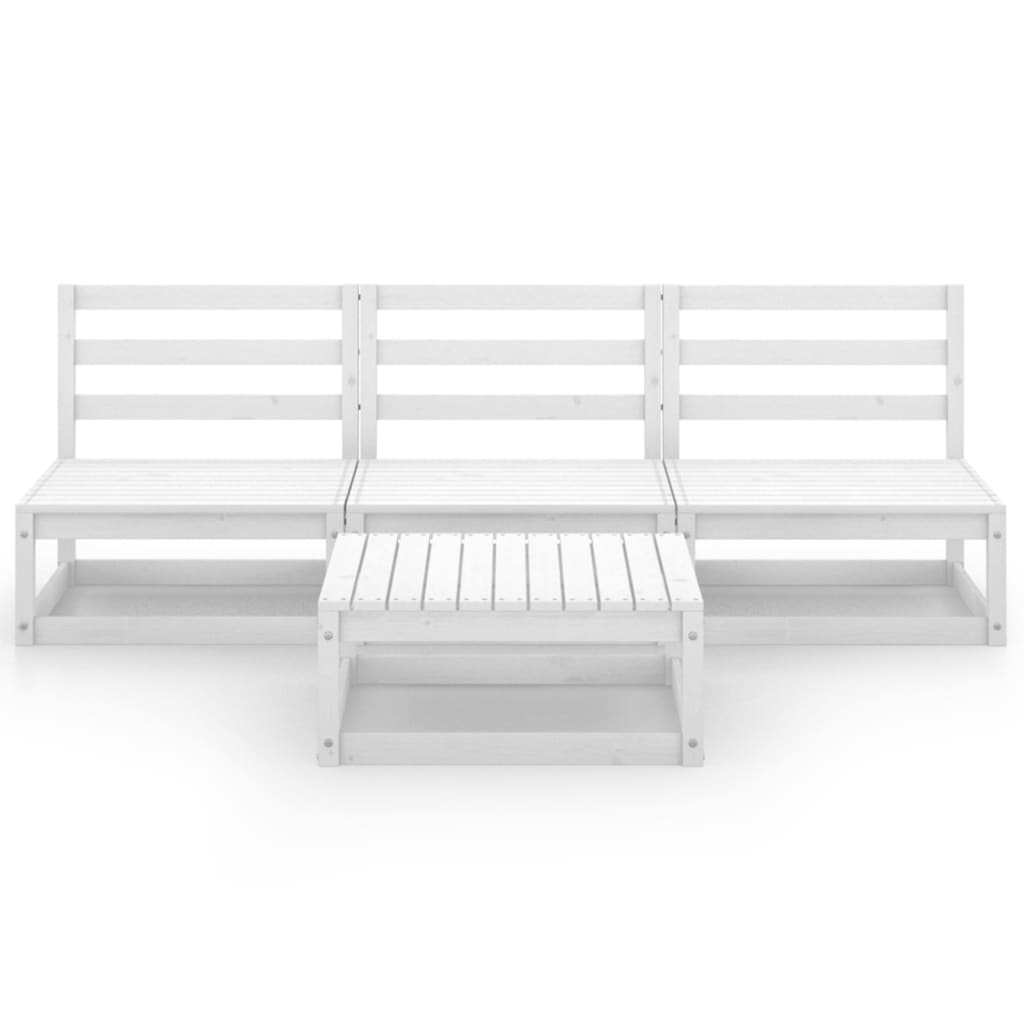 Loungegrupp för trädgården 4 delar vit massiv furu