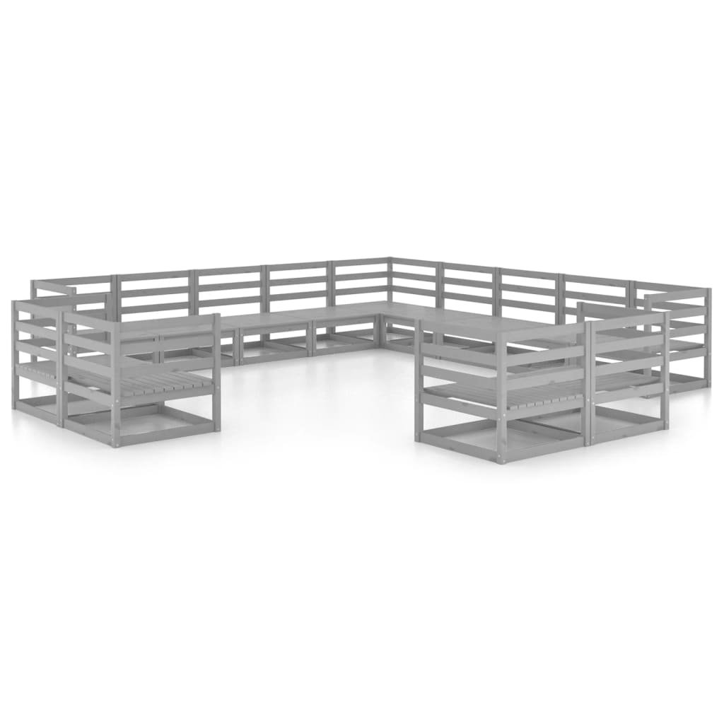 Loungegrupp för trädgården 13 delar massiv furu