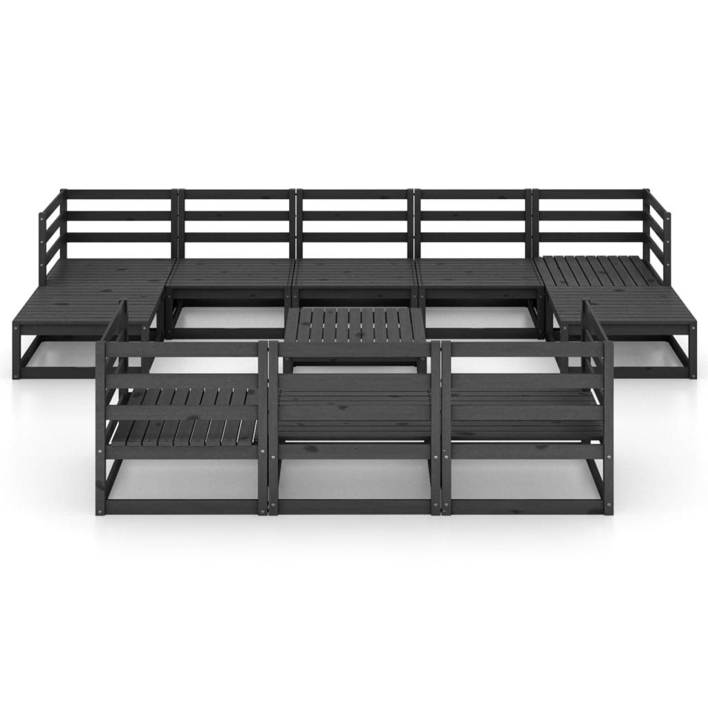 Loungegrupp för trädgården 11 delar massiv furu