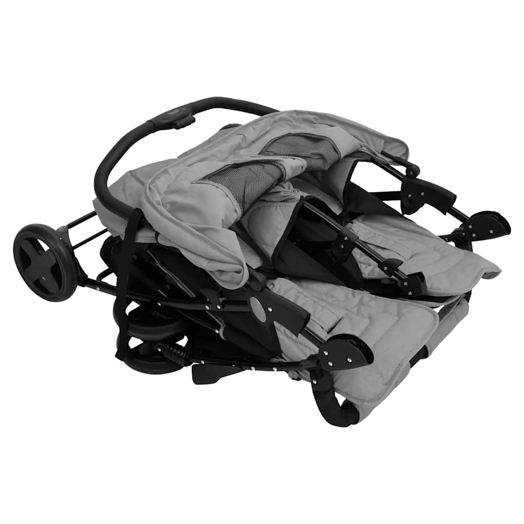 Tvillingvagn ljusgrå stål