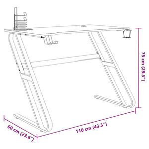 Gamingskrivbord med ZZ-formade ben svart 110x60x75 cm