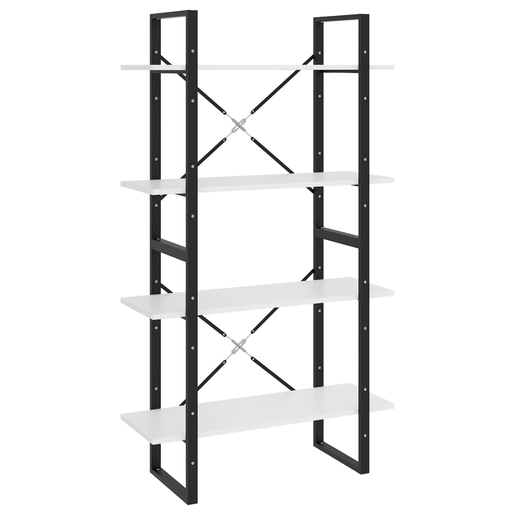 Bokhylla 4 hyllplan vit 80x30x140 cm konstruerat trä