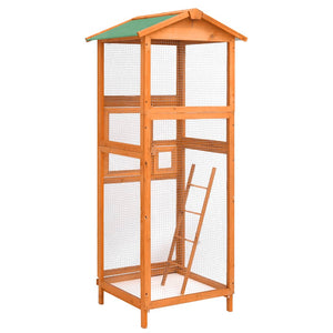 Fågelbur 68x62x166 cm massivt granträ