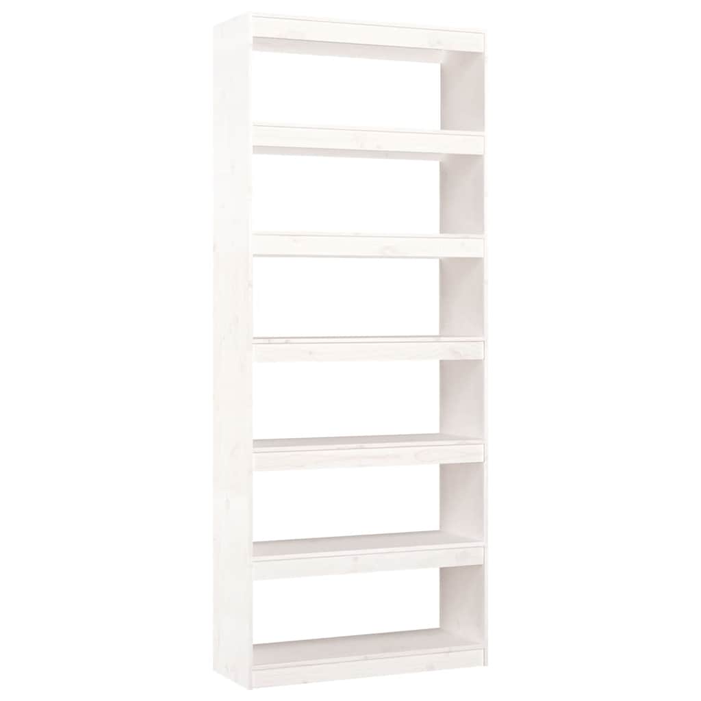 Bokhylla/Rumsavdelare vit 80x30x199,5 cm massiv furu