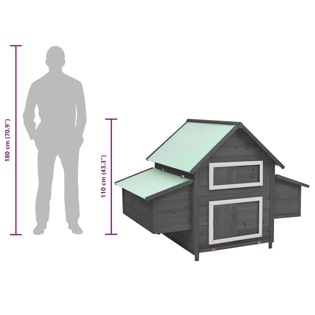 Hönshus grå och vit 150x96x110 cm massivt granträ