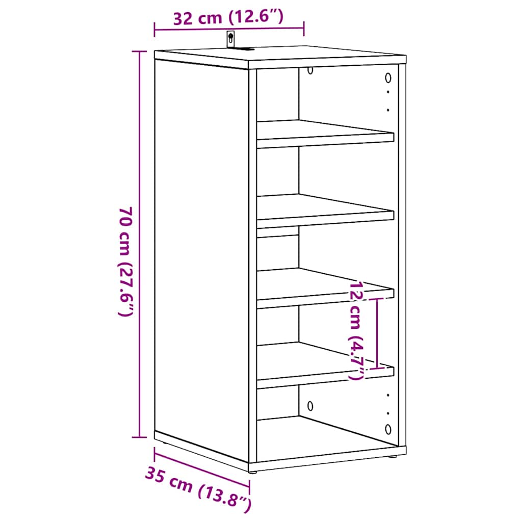 Skoskåp betonggrå 31,5x35x70 cm konstruerat trä